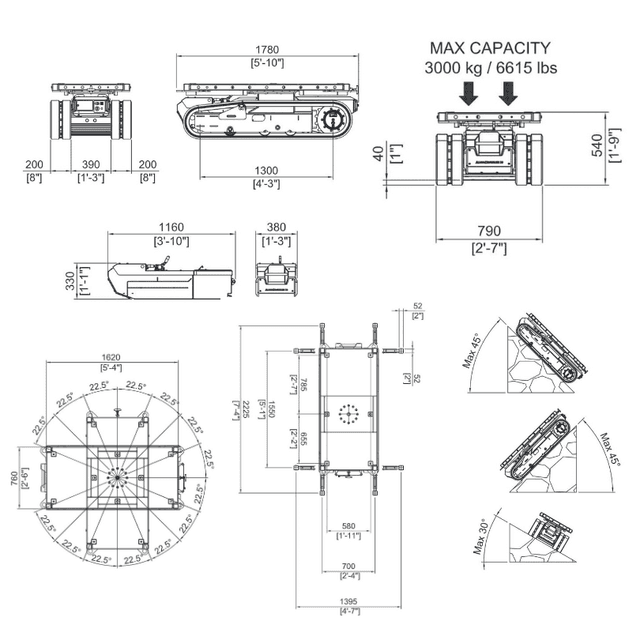 Technische tekening crawler carrier